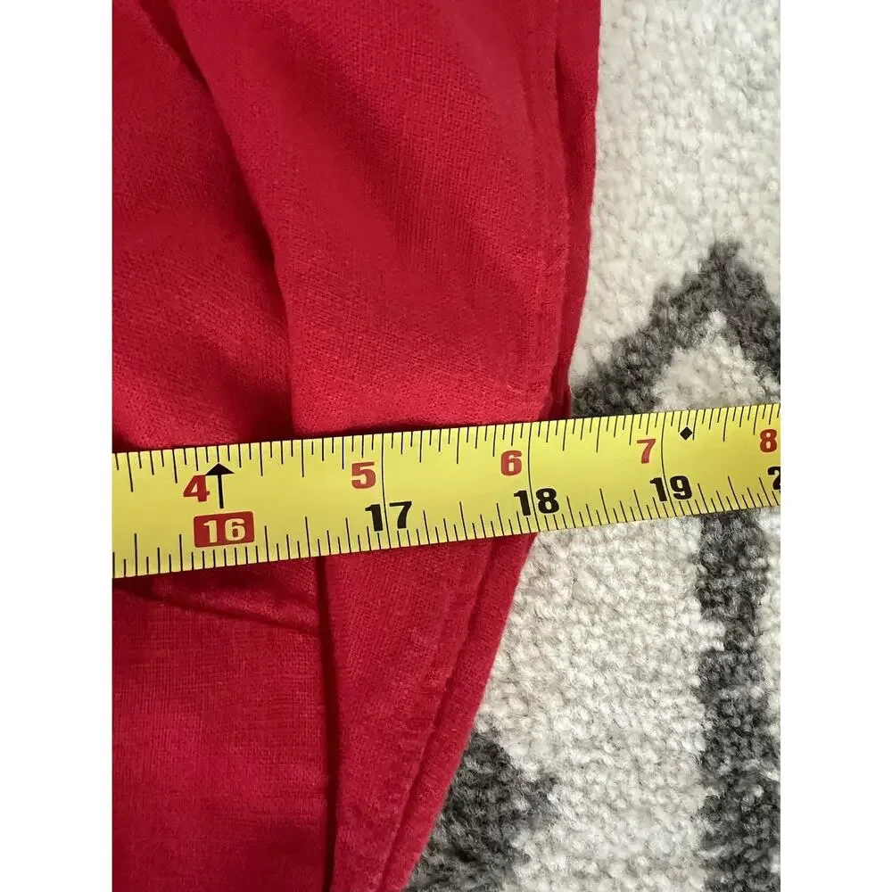 ANN TAYLOR LOFT 2024 Cherry Red Linen Blend Belted Flutter Sleeve Midi Dress 10 - Picture 13 of 14